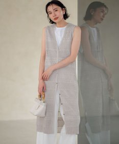 23区 レーシーパターン ロングジレ ニット