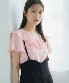 Feroux 【洗える・汗ジミが目立たない】ラッフル襟Tシャツ