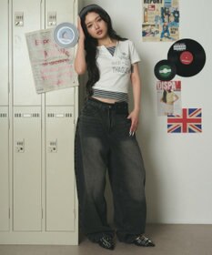 WEGO バックベルトクロスバギーデニム