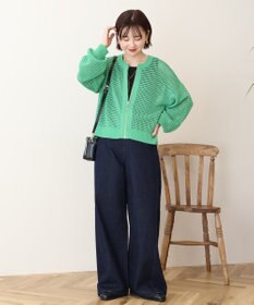 AMERICAN HOLIC 【先行予約】ジップアップメッシュニットカーディガン【WEB限定カラー有り】