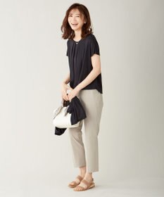 J.PRESS LADIES S 【シワになりにくい】コットンフィッティーシャーク テーパードパンツ