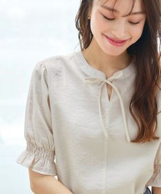 Tiaclasse 【洗える】シアーシャーリング2WAYブラウス