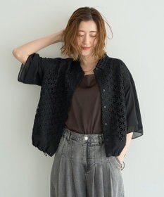 YECCA VECCA レースMIXレイヤードハーフスリーブシャツ
