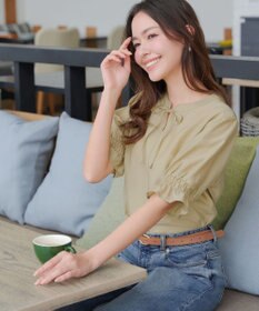 Tiaclasse 【洗える】シアーシャーリング2WAYブラウス