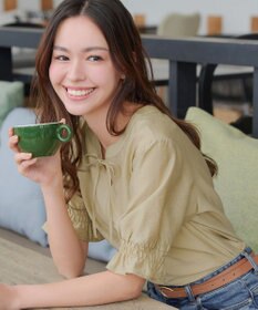 Tiaclasse 【洗える】シアーシャーリング2WAYブラウス