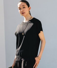 23区 【一部予約/見上愛さん着用/Oggi掲載】レーヨンポリエステルストレッチ プルオーバー ニット ブラック系