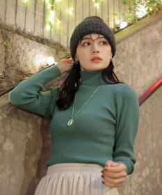 Tiaclasse L 【新色追加・洗える】リブタートルニット