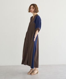 YECCA VECCA 配色デザインシャツワンピース