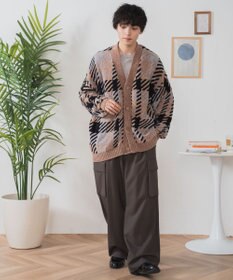 WEGO ベロアモール総柄カーディガン