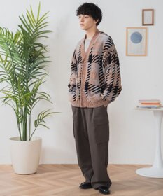 WEGO ベロアモール総柄カーディガン