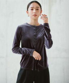 UNFILO ベロア カーディガン チャコール