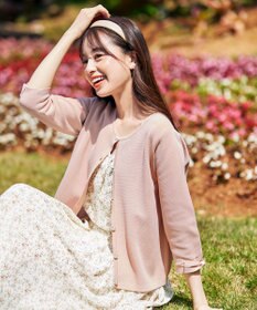 Tiaclasse L 【洗える】程良い透け感のシフォン花柄フレンチワンピース