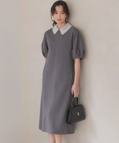 組曲 【2WAY】レース襟フレンチテリー ワンピース チャコールグレー系