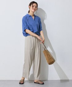 ANY 【新色追加】スキッパーネック袖タックブラウス