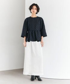 #Newans 【洗濯機可】ジャガ―ドドットペプラムブラウス