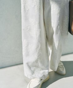 UNFILO 【ウエストゴム】ボタニカル エンブロイダリー パンツ