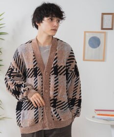 WEGO ベロアモール総柄カーディガン