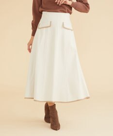 Feroux 【洗える】バイカラーフレア スカート