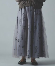 muuc 【植物の影絵プリント】チュールレイヤースカート