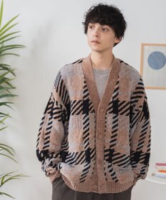 WEGO ベロアモール総柄カーディガン