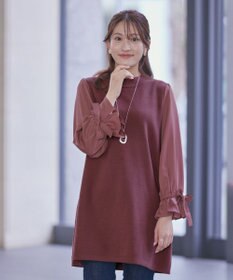 Tiaclasse L 【洗える】ボリュームリボン袖ニットコンビチュニック