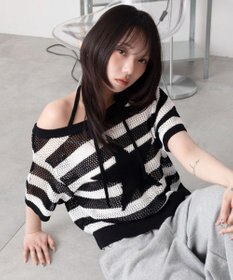 WEGO オフショルメッシュニット（S）