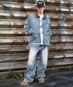 WEGO 【ユニセックス着用ITEM/MLサイズ展開】ワーカーズZIPデニムジャケット