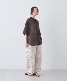 earth music&ecology バルーンスリーブシアーシャツ