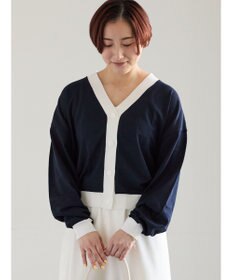 Te chichi 14G綿ポリVネックカーディガン