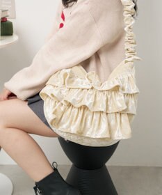 WEGO ベロアフリルギャザーショルダー