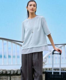 23区 S 【Oggi9月号掲載/撥水加工】スムースサテン タック ワイド パンツ