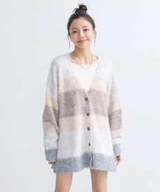 earth music&ecology グラデーション起毛ニットカーディガン