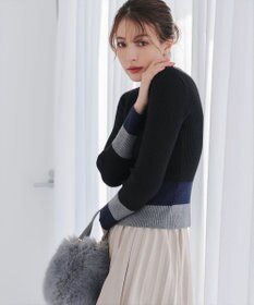 Tiaclasse 【洗える】マルチ配色ニットトップス