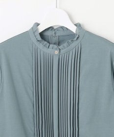 J.PRESS LADIES L プレーティングジャージー フリルネック カットソー