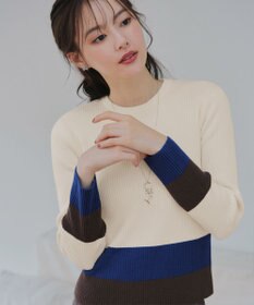 Tiaclasse 【洗える】マルチ配色ニットトップス