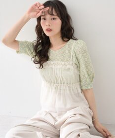 earth music&ecology ＳＥＴ２点フラワープルオーバー＋チュールビスチェ