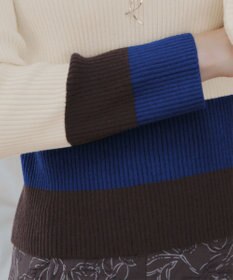 Tiaclasse 【洗える】マルチ配色ニットトップス