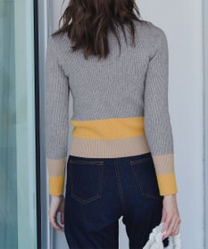 Tiaclasse 【洗える】マルチ配色ニットトップス