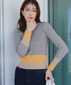 Tiaclasse 【洗える】マルチ配色ニットトップス