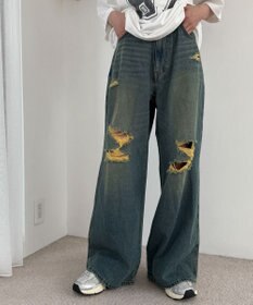 WEGO ダメージワイドデニムパンツ