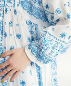 CRAFT STANDARD BOUTIQUE インド綿パネル柄ウエスト切り替えボリュームワンピース