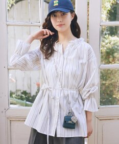 earth music&ecology 【イージーケア】TRキュプラダブルボタンフリルシャツ