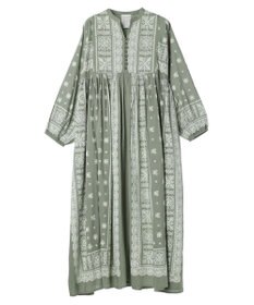 CRAFT STANDARD BOUTIQUE インド綿パネル柄ウエスト切り替えボリュームワンピース