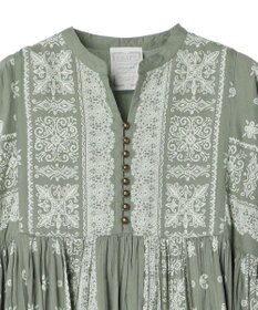 CRAFT STANDARD BOUTIQUE インド綿パネル柄ウエスト切り替えボリュームワンピース