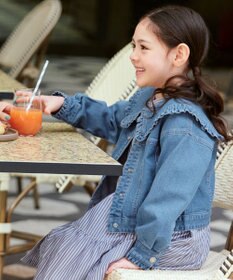 ANY KIDS ストライプ シャツ ワンピース