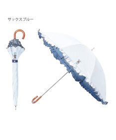 MOONBAT 【WEB限定】POLO RALPH LAUREN（ポロ ラルフローレン）晴雨兼用日傘 長傘 ワンポイントベア刺繍 フリル 一級遮光 遮熱 UV