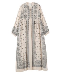 CRAFT STANDARD BOUTIQUE インド綿パネル柄ウエスト切り替えボリュームワンピース