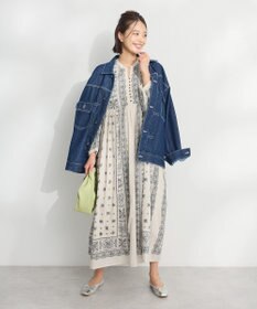 CRAFT STANDARD BOUTIQUE インド綿パネル柄ウエスト切り替えボリュームワンピース