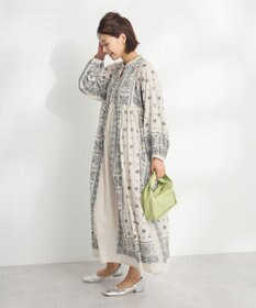 CRAFT STANDARD BOUTIQUE インド綿パネル柄ウエスト切り替えボリュームワンピース