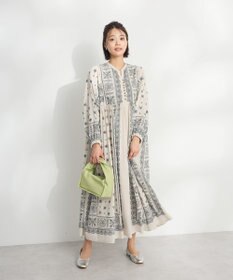 CRAFT STANDARD BOUTIQUE インド綿パネル柄ウエスト切り替えボリュームワンピース